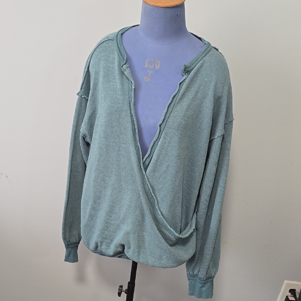We The Free Blue V-Neck Sweater
